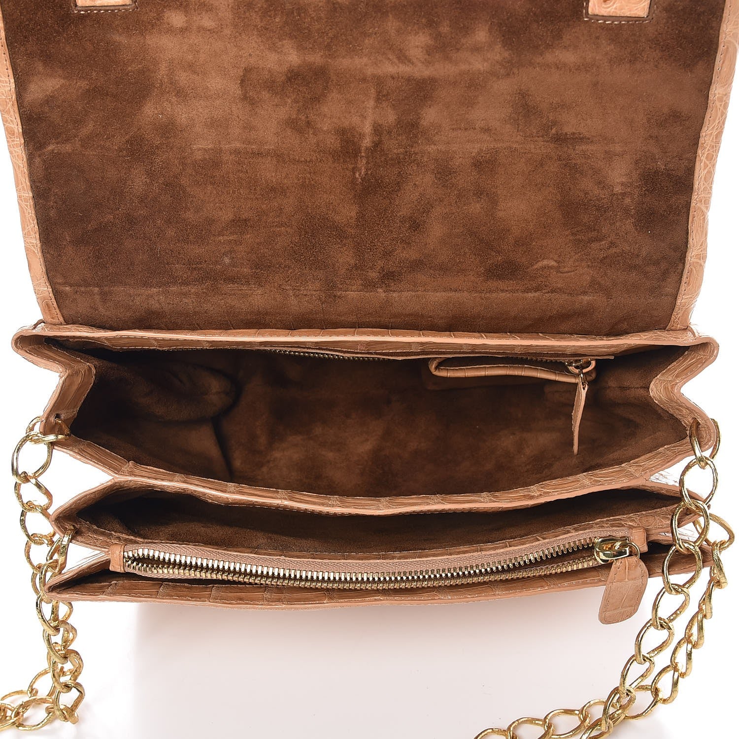 Nancy Gonzalez Crocodile Medium Flap Chain Shoulder Bag Beige 5 of 9