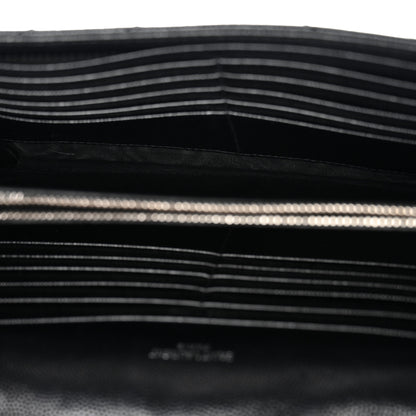 Saint Laurent Grain De Poudre Matelasse Chevron Monogram Chain Wallet Black 5 of 11