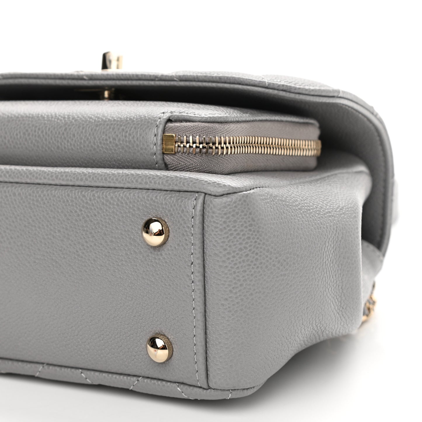 Caviar Quilted Small Business Affinity Flap Grey
