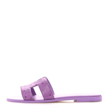 Hermes Ostrich Oran Sandals 38 Violet 1 of 10