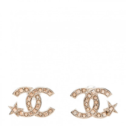 Chanel Crystal CC Starfall Earrings Gold 1 of 5