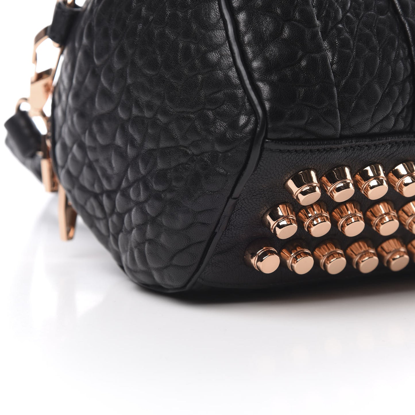 Pebbled Lambskin Mini Rockie Black Rose Gold Hardware