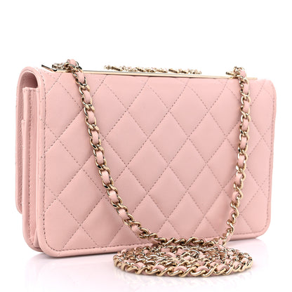 Chanel Lambskin Quilted Trendy Chain CC Wallet On Chain WOC Light Pink 3 of 11