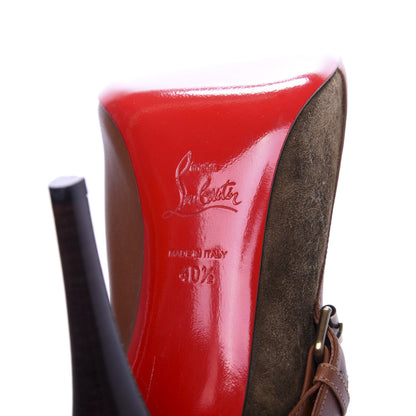 Christian Louboutin Calfskin Cuoio Veau Velours Canassone 100 Booties 40.5 Cognac Bronze 8 of 9