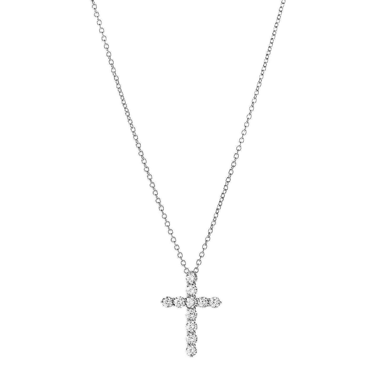 Platinum Diamond Small Cross Pendant Necklace