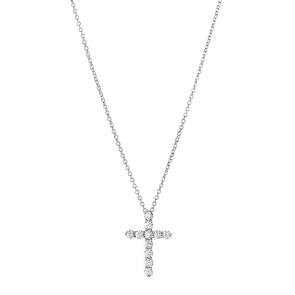 Tiffany Platinum Diamond Small Cross Pendant Necklace 1 of 5