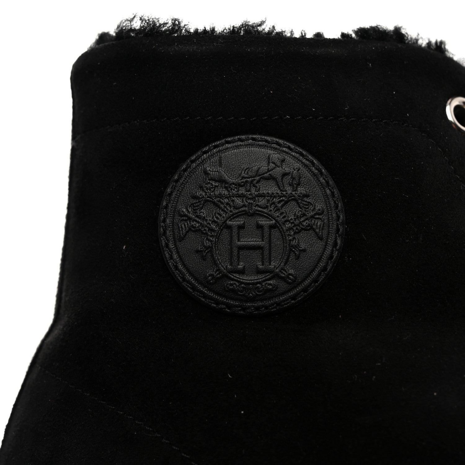 Hermes Woolskin Calfskin Womens Climb Sneakers 37 Black 6 of 8