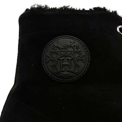 Hermes Woolskin Calfskin Womens Climb Sneakers 37 Black 6 of 8