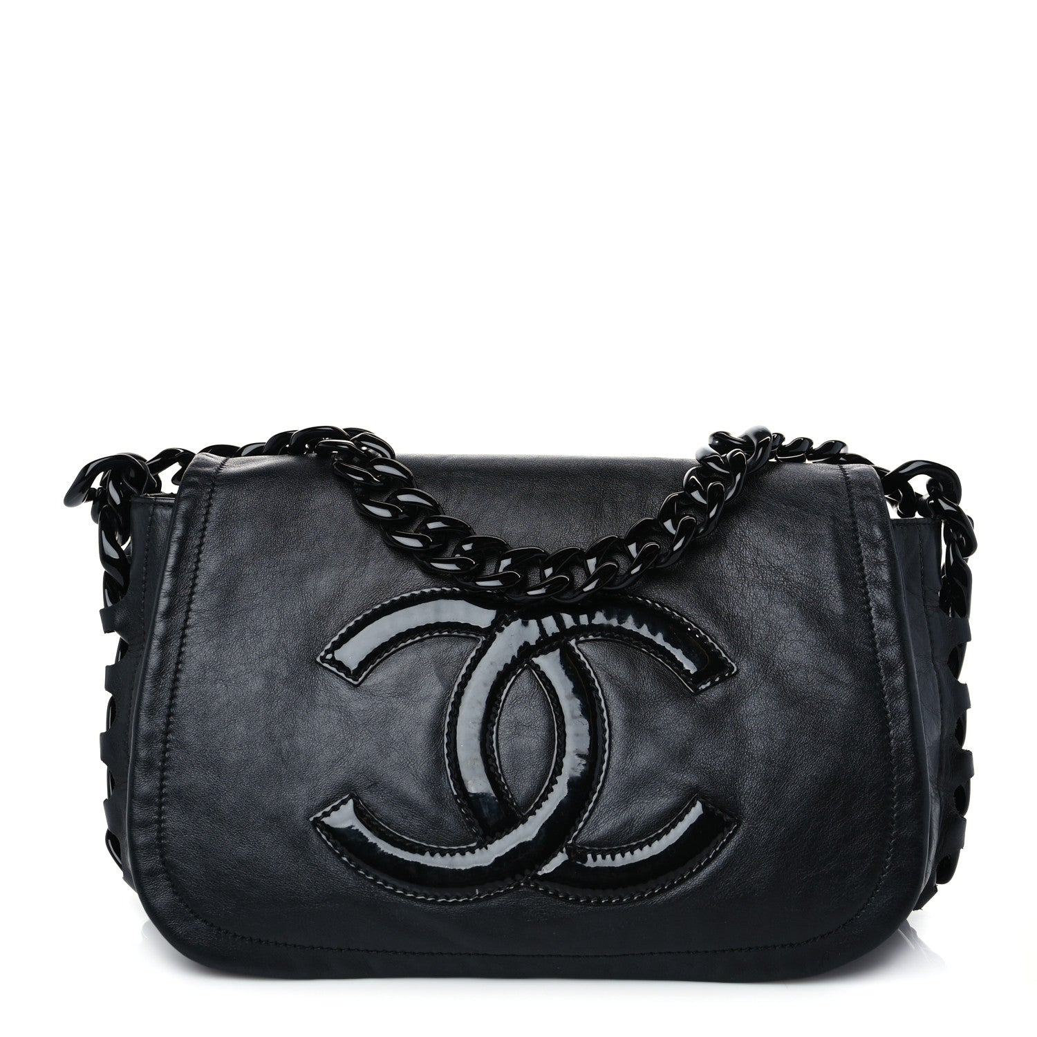 Chanel Calfskin Modern Chain Rhodoid Flap Black 1 of 8