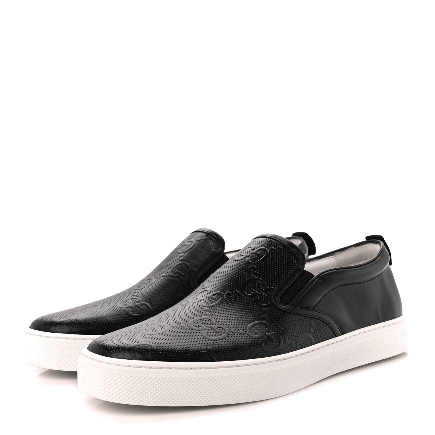 Gucci Calfskin GG Tennis Embossed Mens Dublin Slip On Sneakers 12 Black 3 of 11