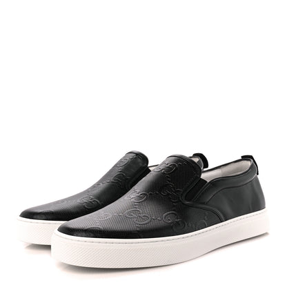 Gucci Calfskin GG Tennis Embossed Mens Dublin Slip On Sneakers 12 Black 3 of 11