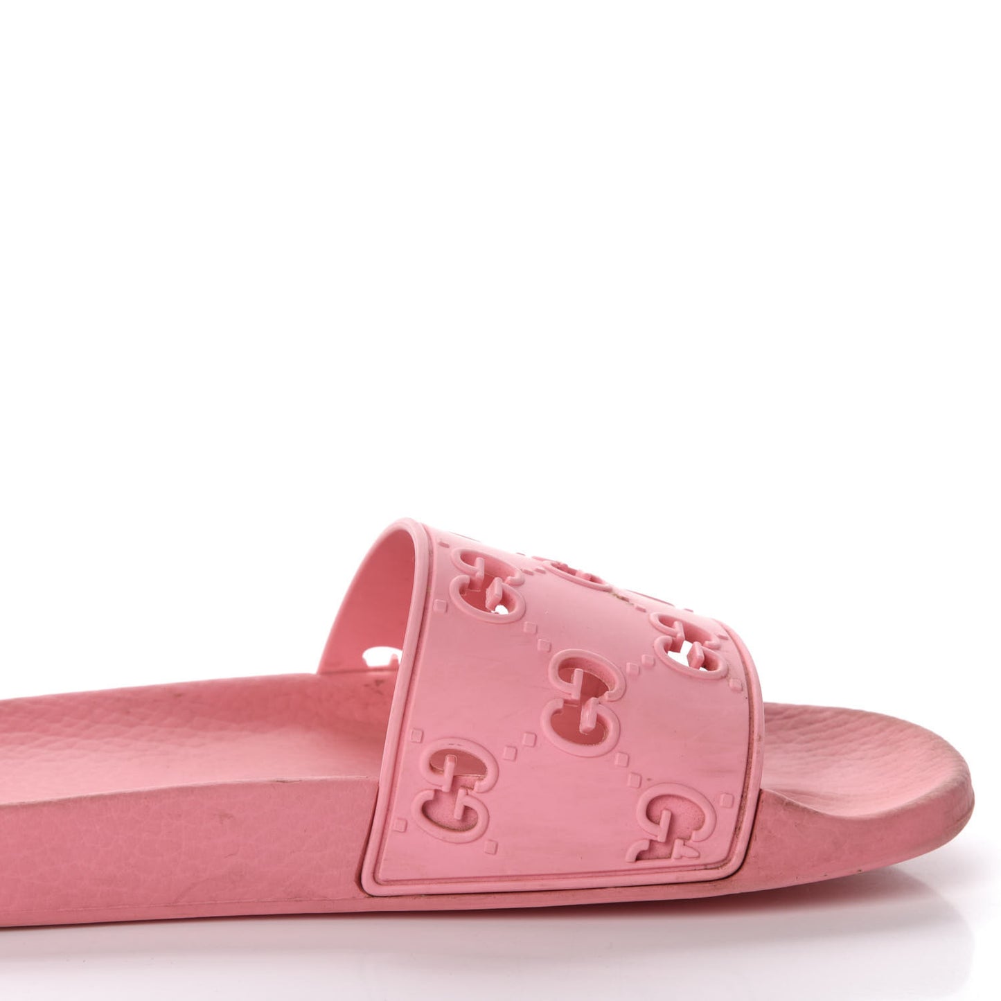 Rubber GG Monogram Perforated Womens Slide Sandals 36 Rose Box