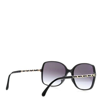 Chanel Acetate Metal Lambskin Square Chain Sunglasses 5210-Q-A Black 4 of 8