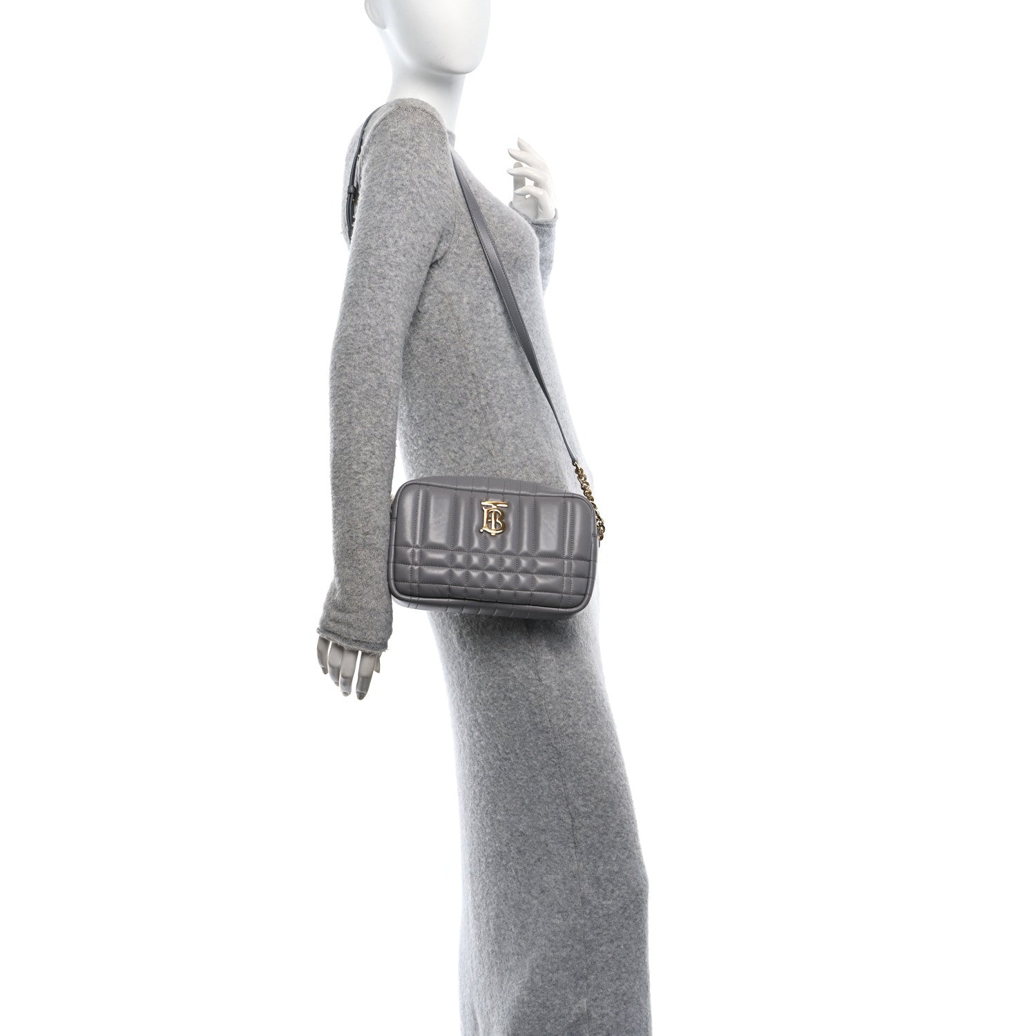 Burberry Calfskin Quilted Small Lola Camera Bag Grey 2 of 9