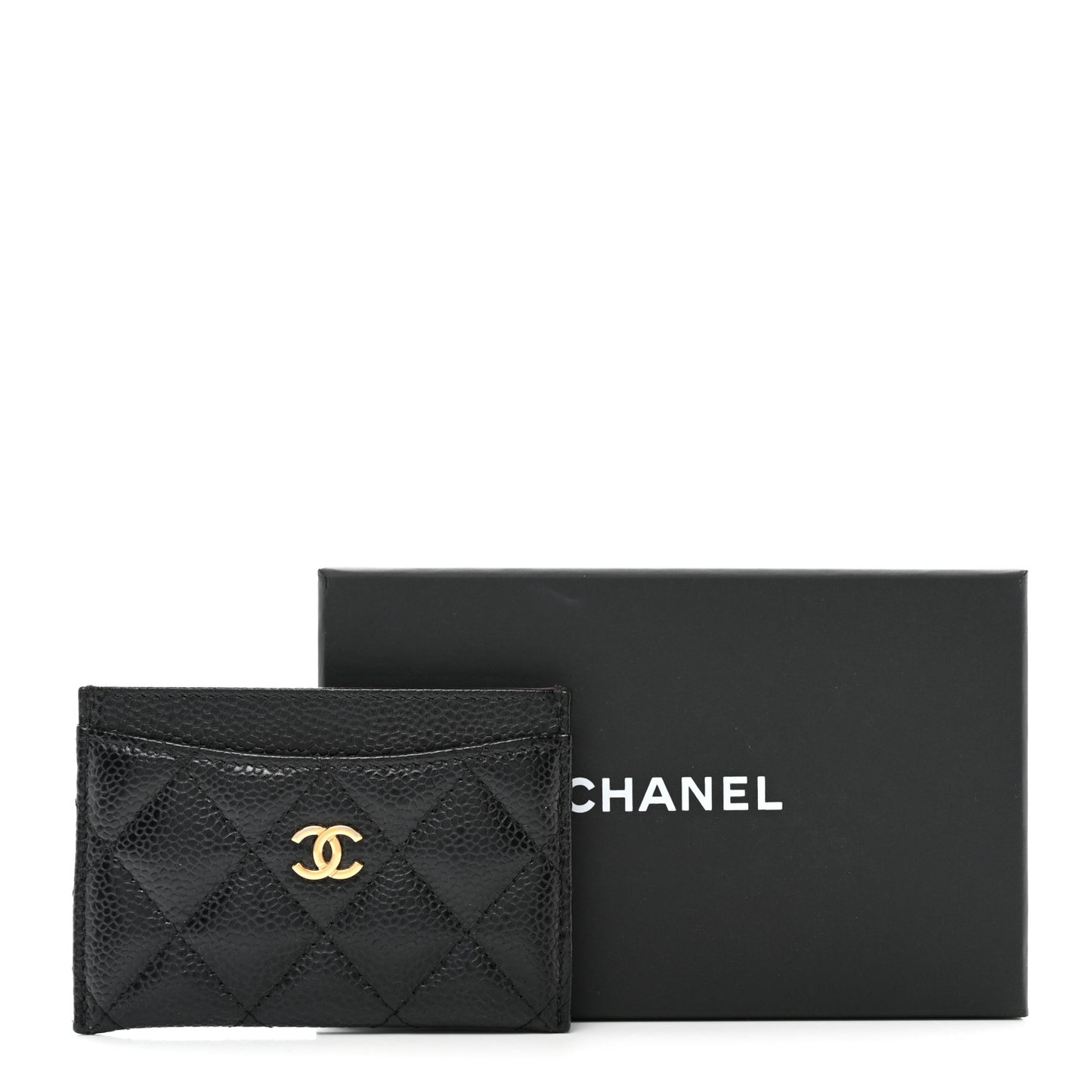 Caviar Quilted Card Holder Black