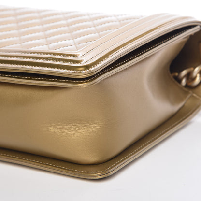 Chanel Metallic Patent Calfskin Quilted New Medium Boy Flap Gold 9 of 10