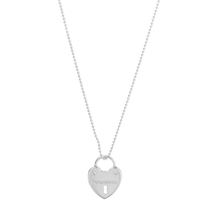 Tiffany Sterling Silver Heart Lock Pendant Chain Necklace 1 of 6