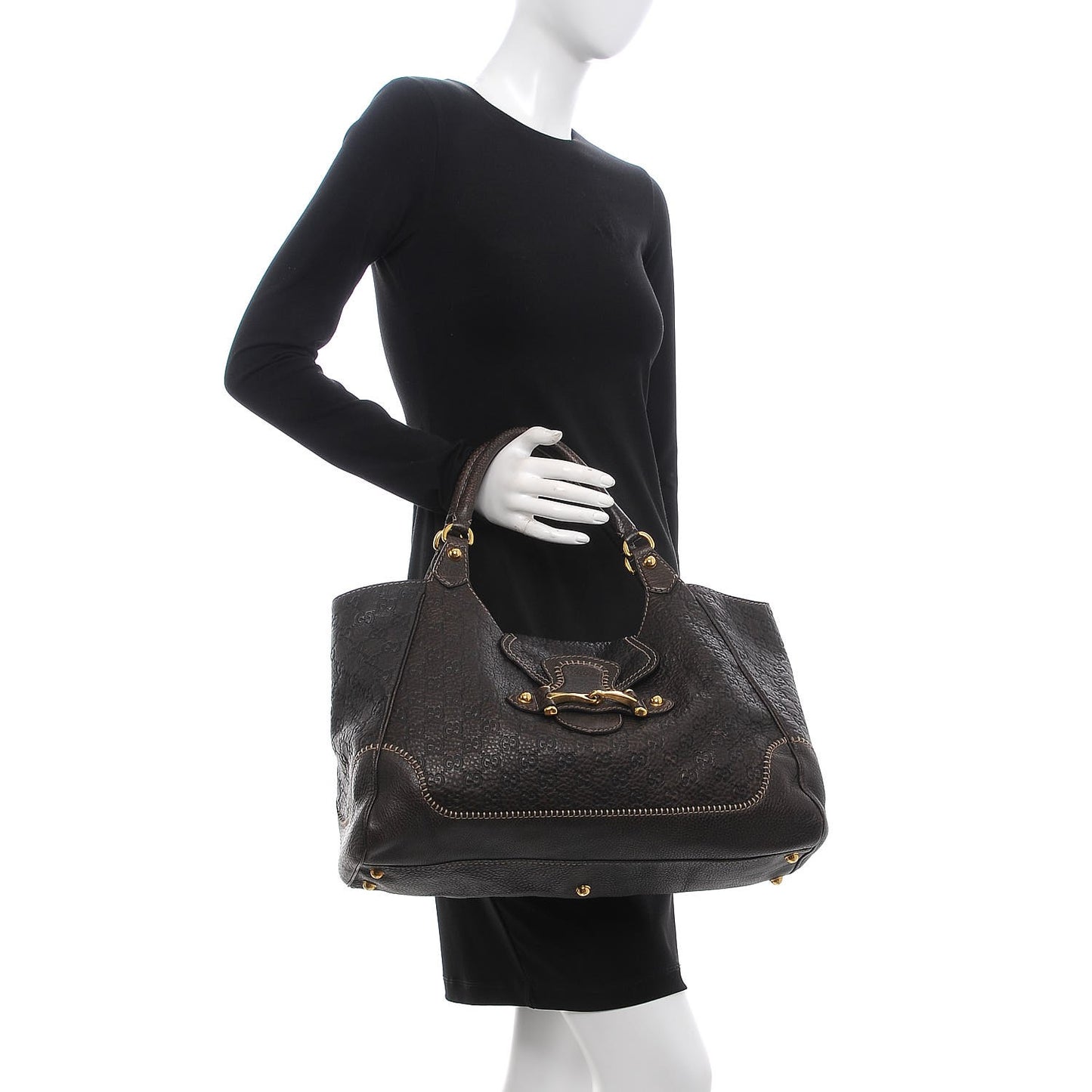 Guccissima Large New Pelham Shoulder Bag Dark Brown