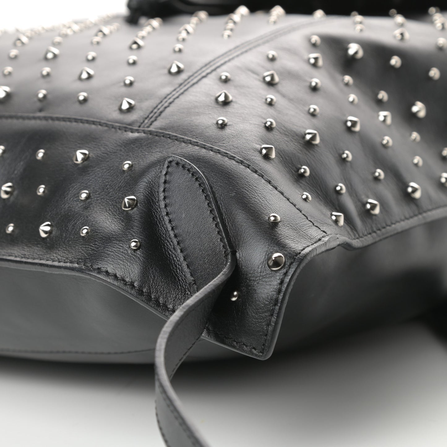 Calfskin Studded Padlock Backpack Black