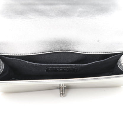 Chanel Metallic Patent Calfskin Quilted Medium Boy Flap Silver 5 of 9