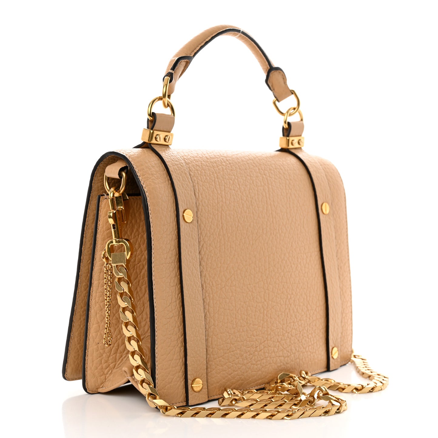 Calfskin Small Ora Top Handle Bag Beige