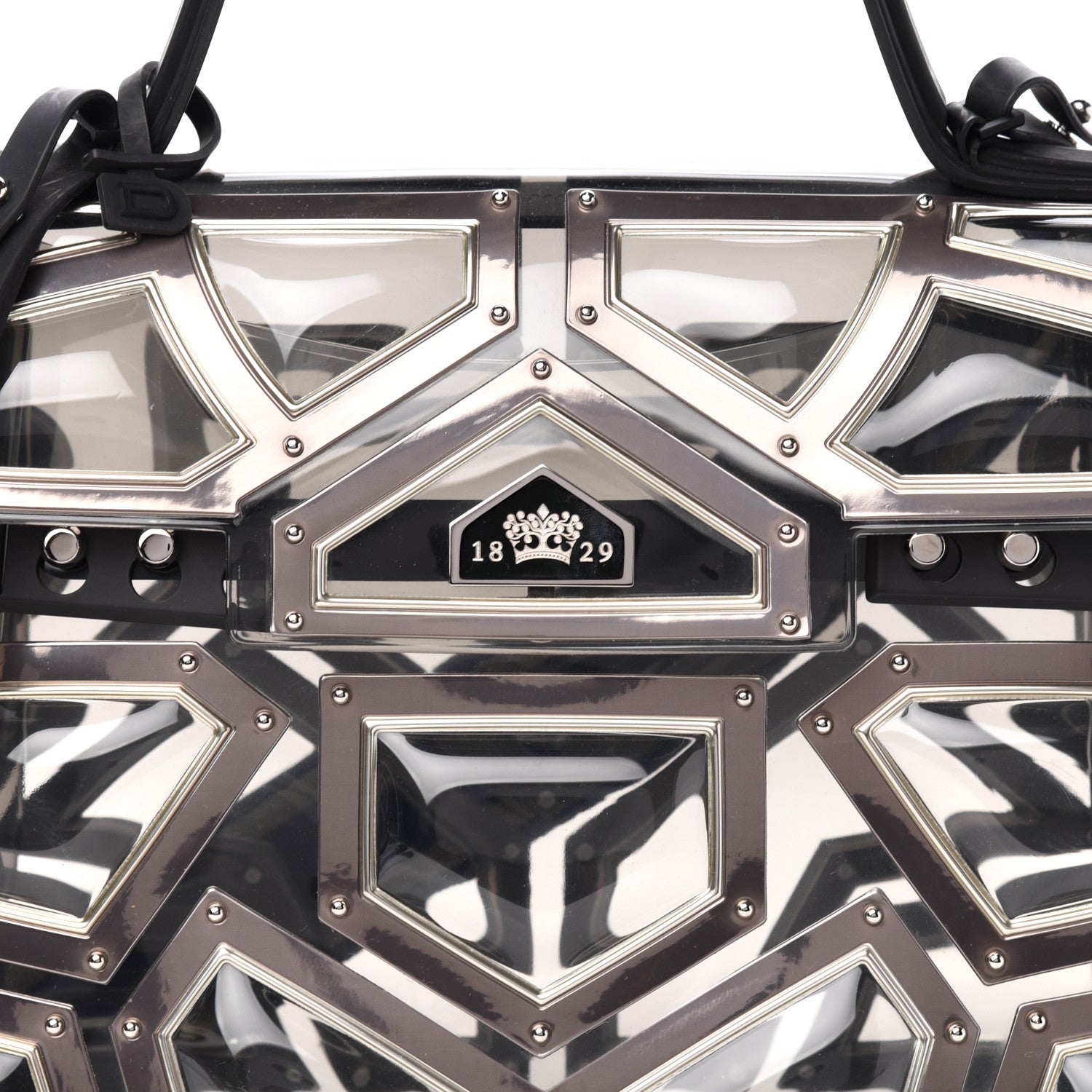 Delvaux Vinyl Gladiator Tempete Satchel Antique Silver Gold 10 of 10