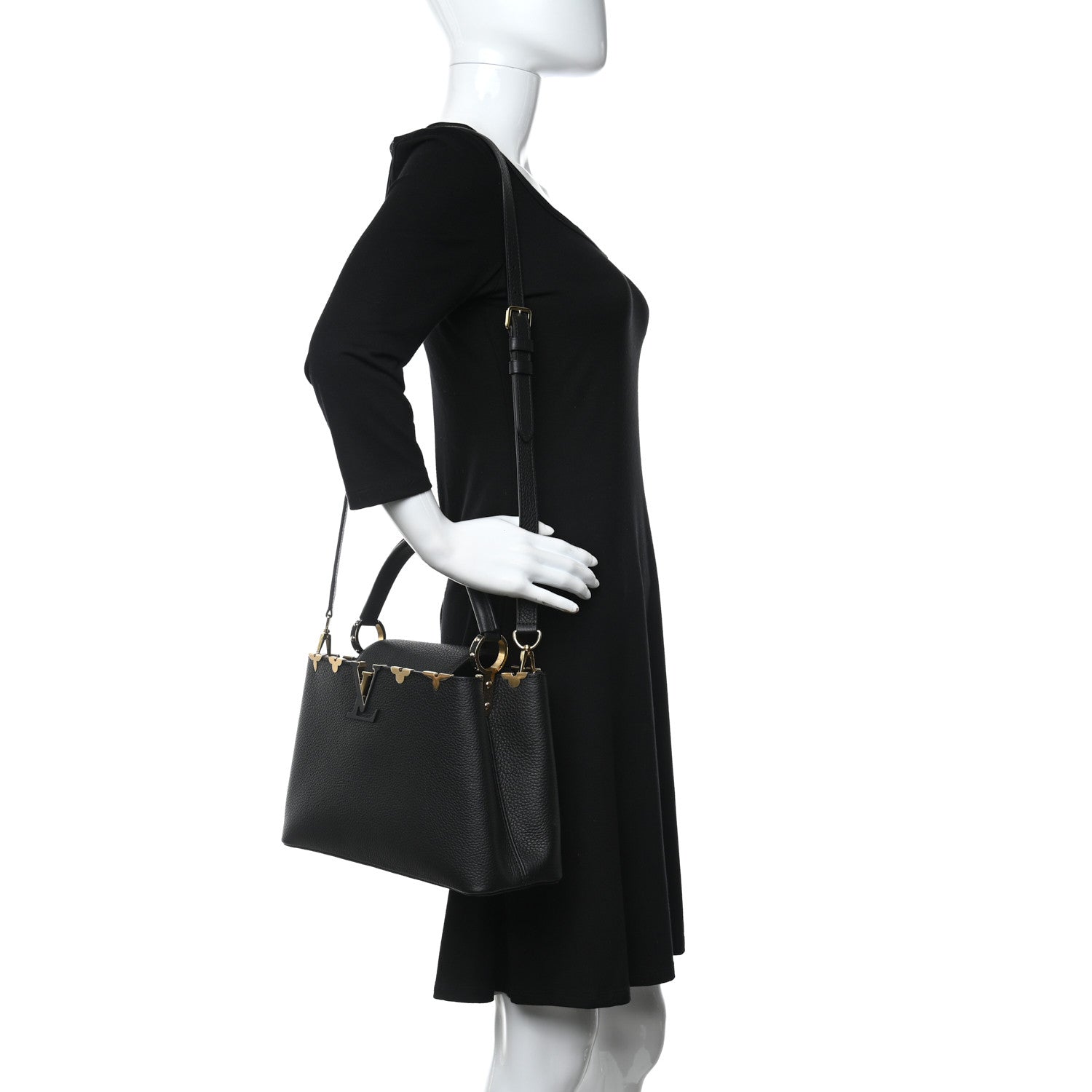 Louis Vuitton Taurillon Embellished Flower Crown Capucines PM Black 2 of 8