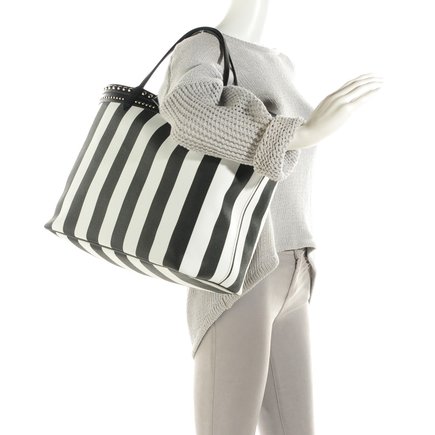 Givenchy Coated Canvas Striped Large Antigona Tote Black White 2 of 9