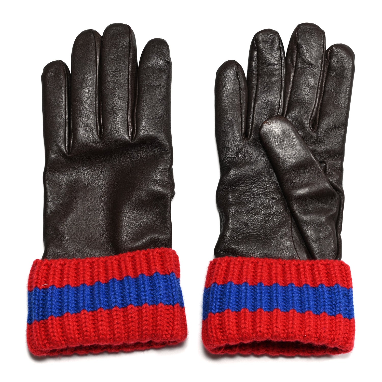 Gucci Nappa Cashmere Web Gloves S Dark Brown 1 of 4