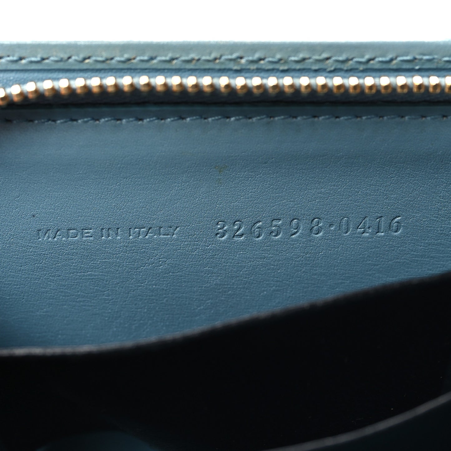 SAINT LAURENT Grained Calfskin Rive Gauche Compact Zip Around Wallet Blue