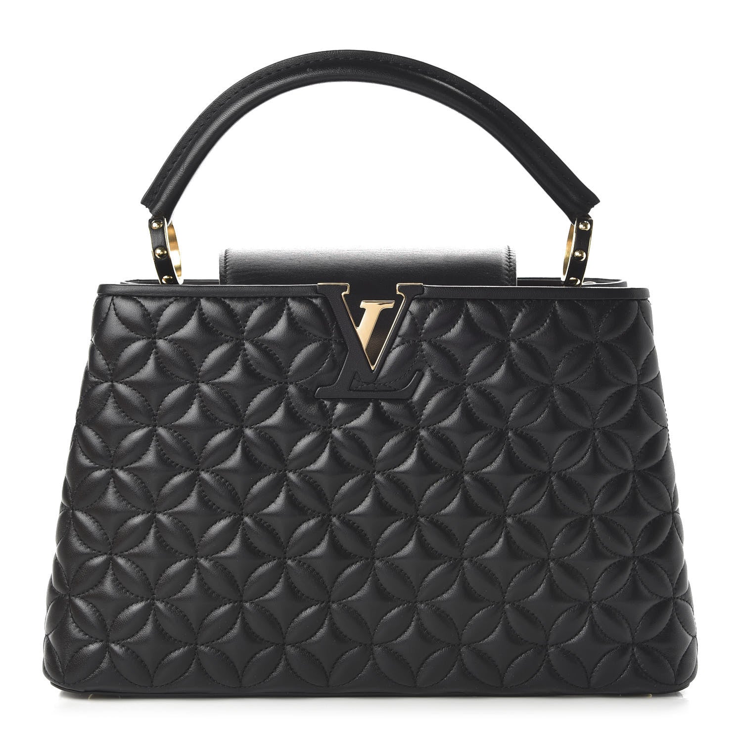 Louis Vuitton Lambskin Quilted Flower Capucines PM Black 1 of 10