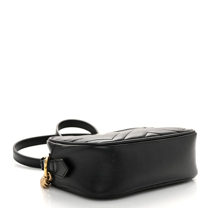 Gucci Calfskin Matelasse Mini GG Marmont Chain Shoulder Bag Black 4 of 11