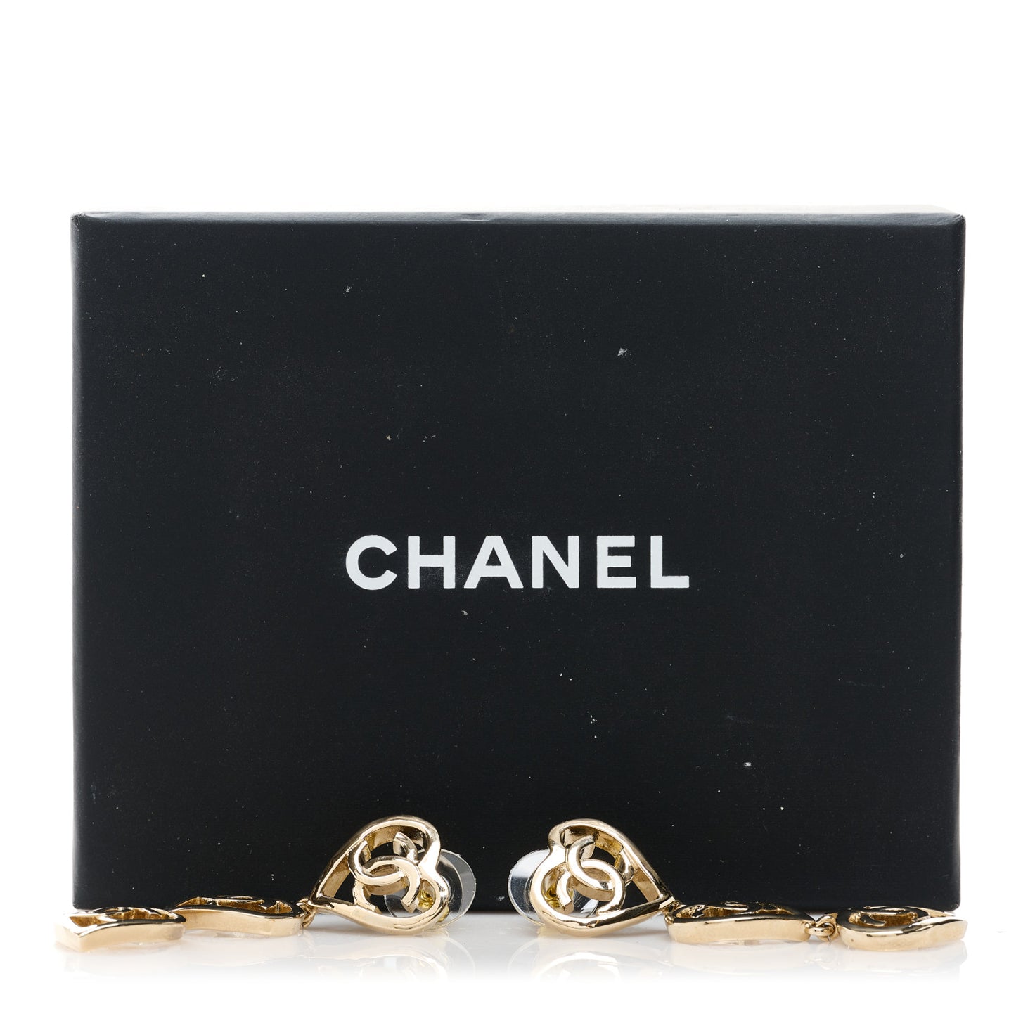 Metal CC Triple Heart Coco In Love Drop Earrings Gold