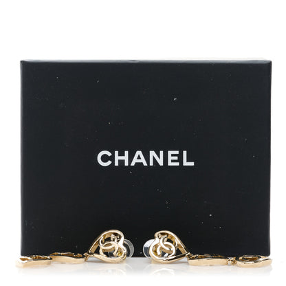 Chanel Metal CC Triple Heart Coco In Love Drop Earrings Gold 5 of 5