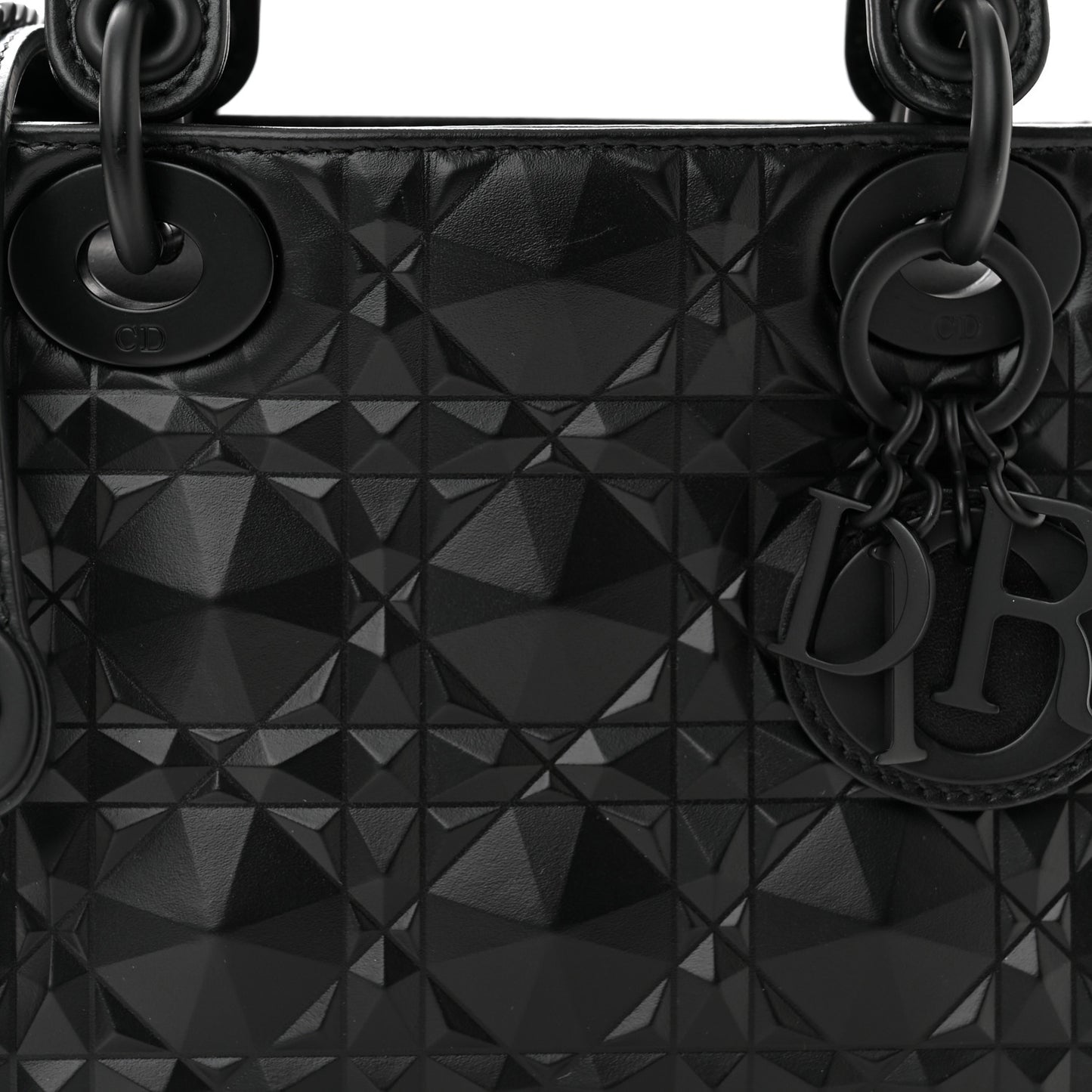 Calfskin Diamond Cannage Mini Lady Dior Black
