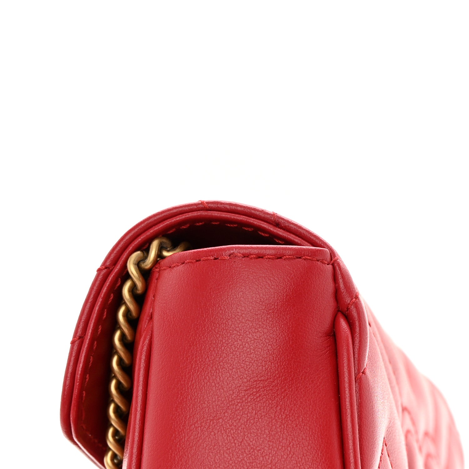 Gucci Calfskin Matelasse Super Mini GG Marmont Shoulder Bag Hibiscus Red 11 of 12