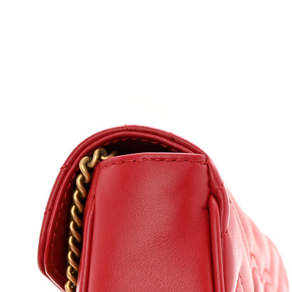 Gucci Calfskin Matelasse Super Mini GG Marmont Shoulder Bag Hibiscus Red 11 of 12