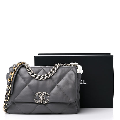 Chanel Lambskin Quilted Medium Chanel 19 Flap Dark Grey 12 of 12