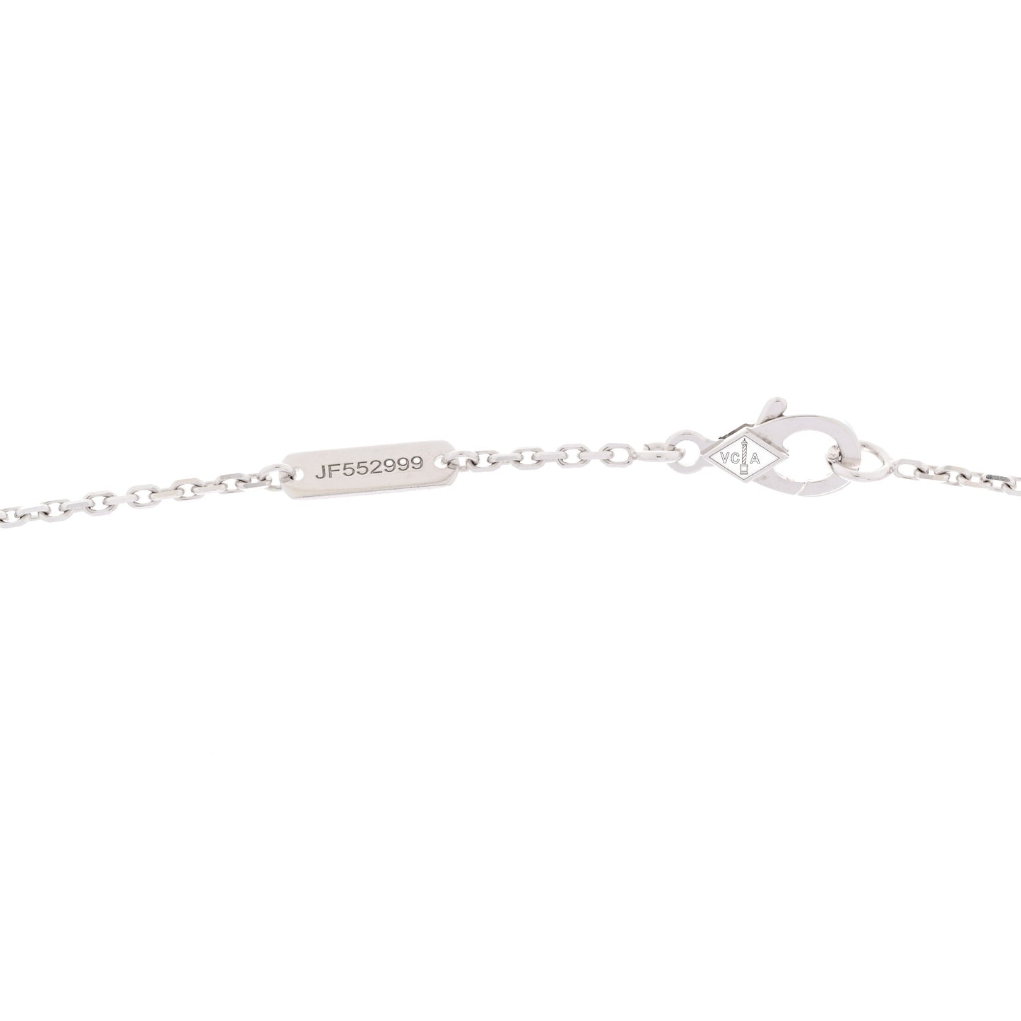 18K White Gold Guilloche Vintage Alhambra Pendant Necklace