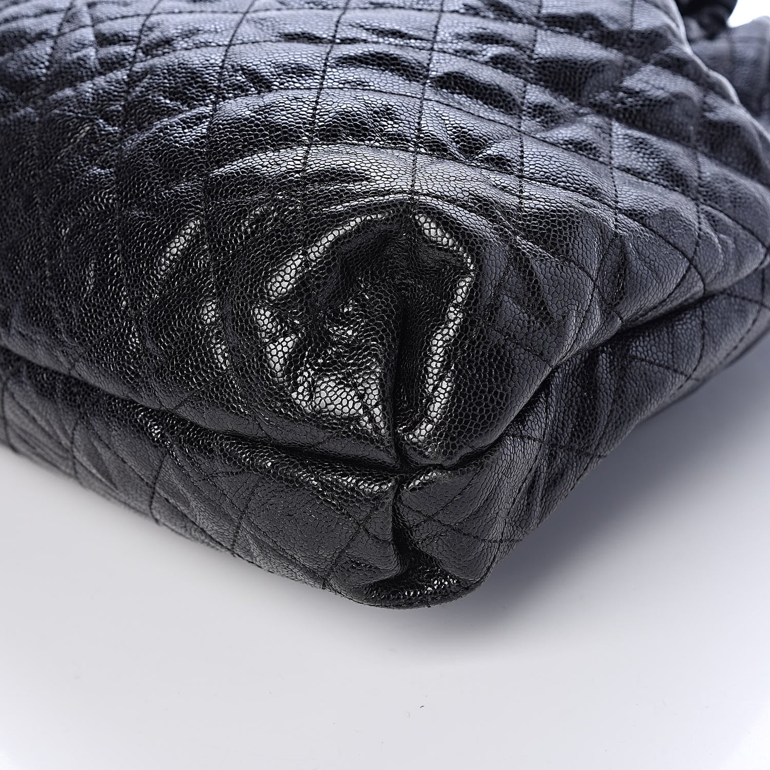 Chanel Distressed Glazed Caviar Quilted Large Elastic Tote Black 9 of 10