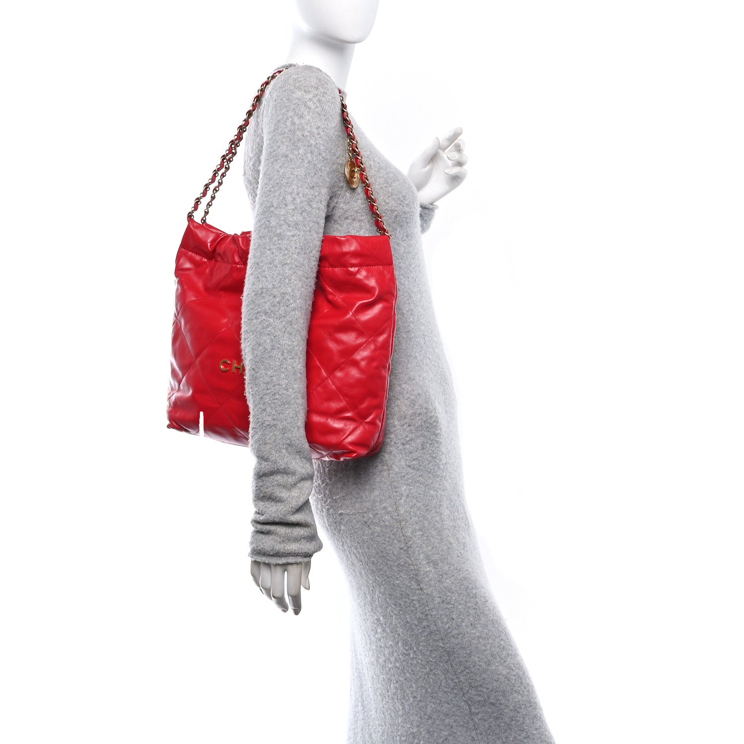 Chanel Shiny Calfskin Quilted Small Chanel 22 Red 2 of 11