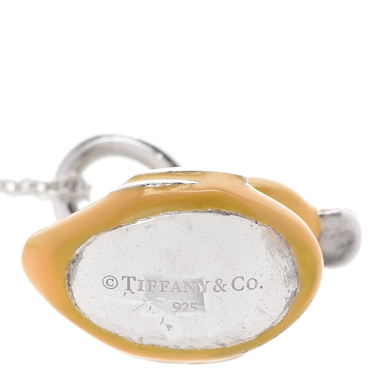 Tiffany Sterling Silver Enamel Duck Charm Pendant Necklace Yellow 5 of 7