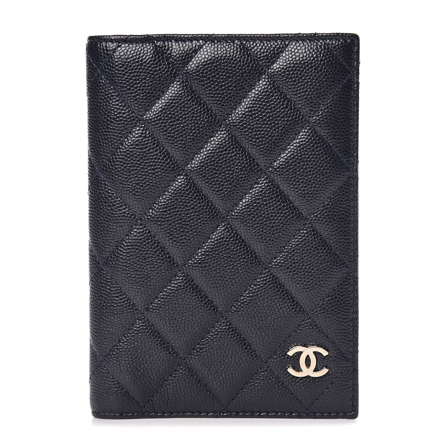Caviar Quilted Passport Holder Navy