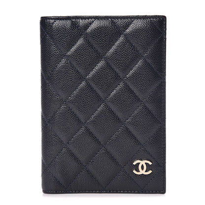 Chanel Caviar Quilted Passport Holder Navy 1 of 12
