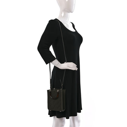 Fendi Technical Fabric Vitello Ceylon Plexiglass FF Mini Fendi Sunshine Shopper Tote Wood 2 of 12