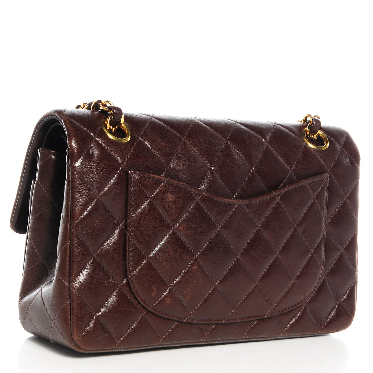 Lambskin Quilted Small Double Flap Bag Brown