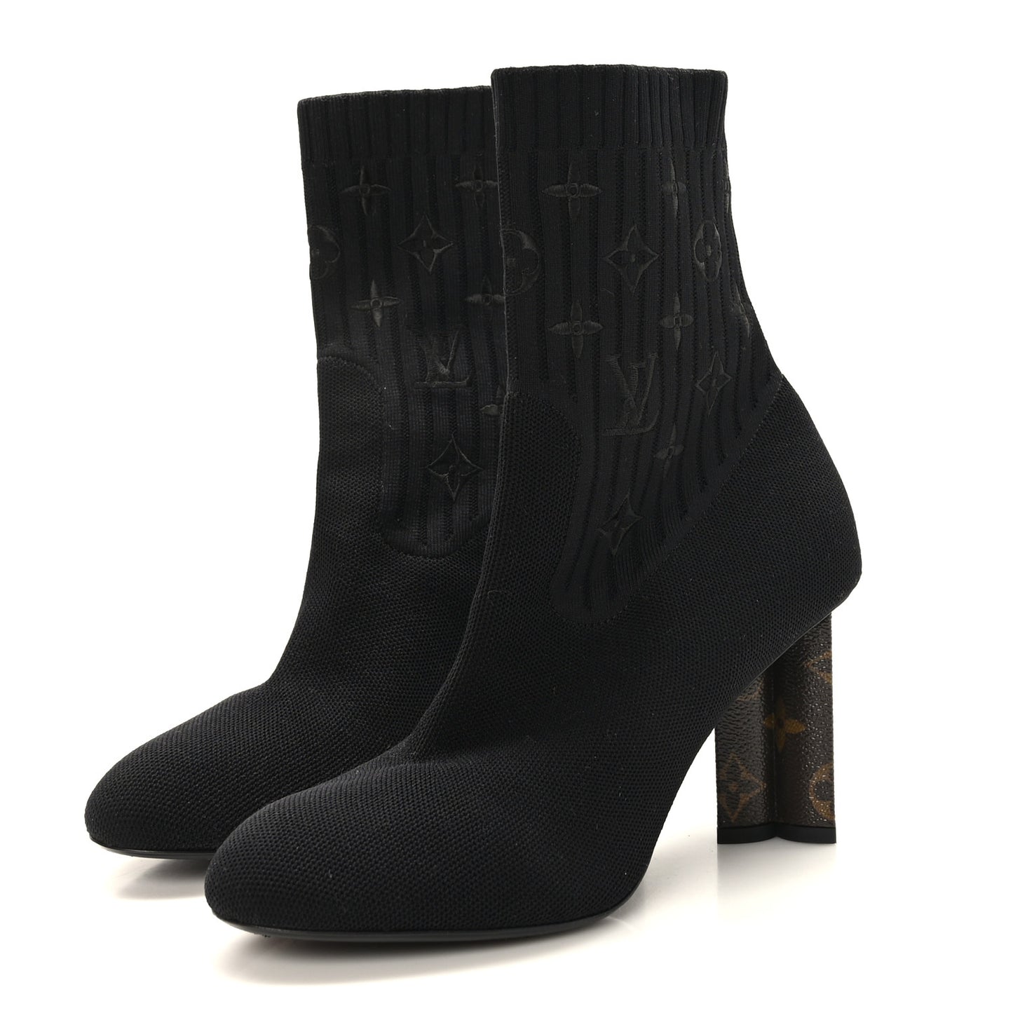 Monogram Stretch Fabric Silhouette Ankle Boots 39 Black