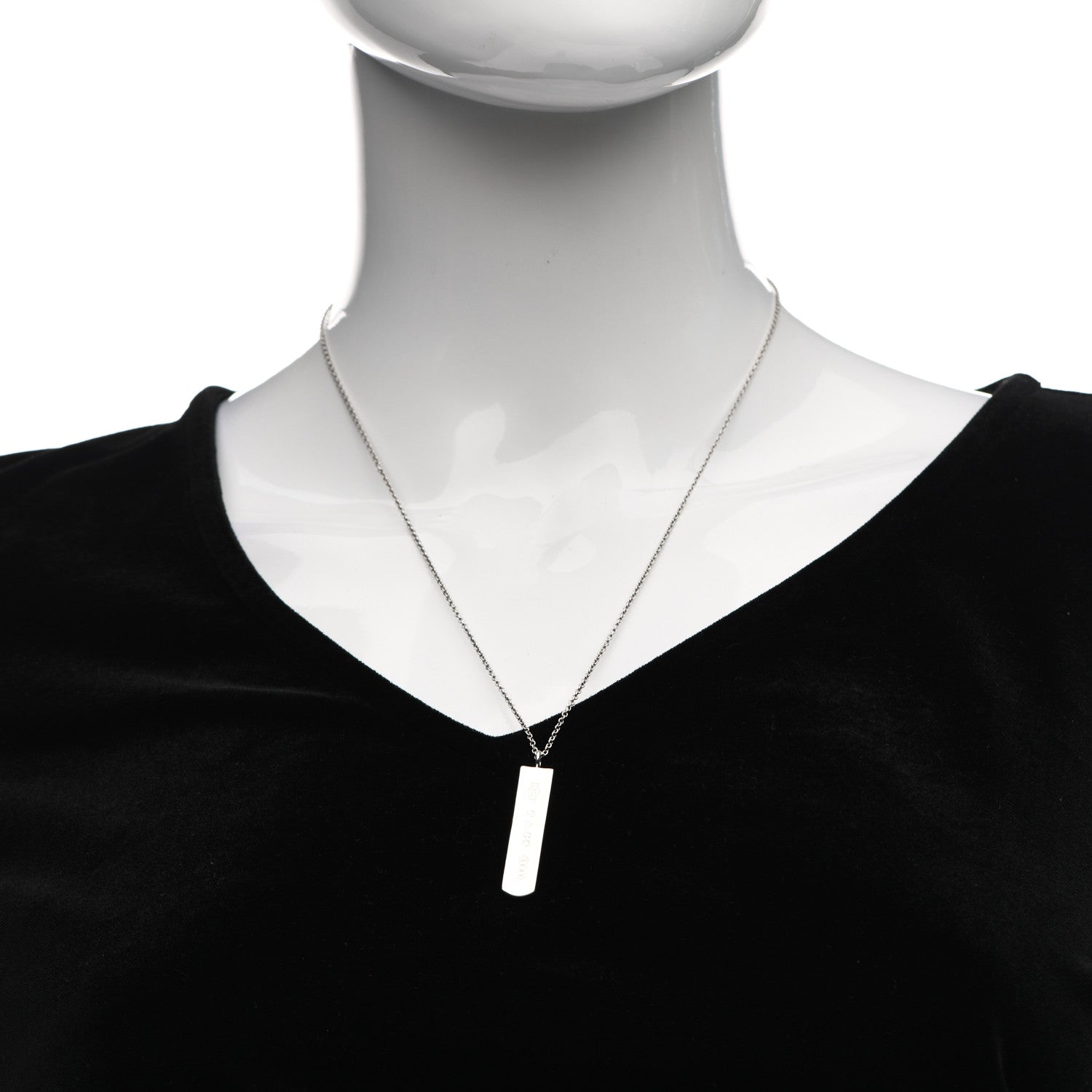 Tiffany Sterling Silver 1837 Bar Pendant Necklace 2 of 7