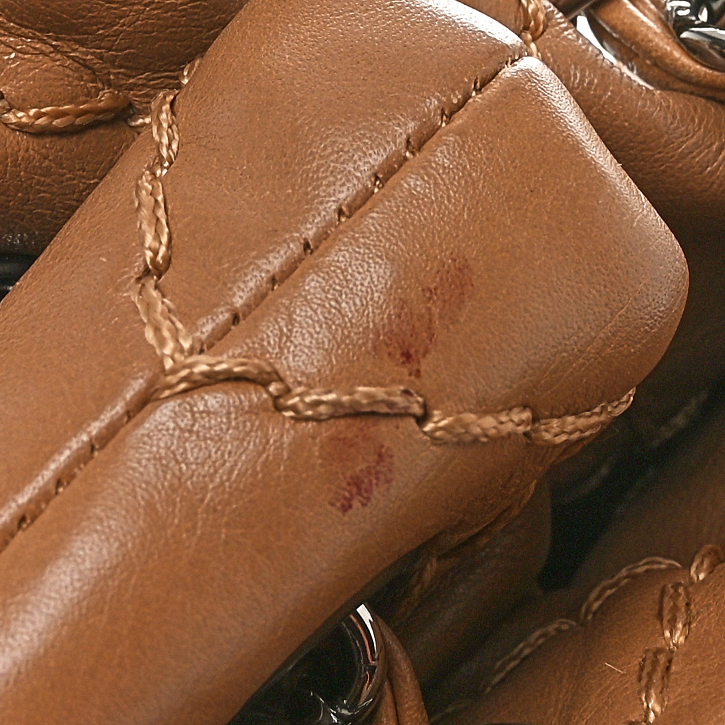 Lambskin Stitched Expandable Tote Beige