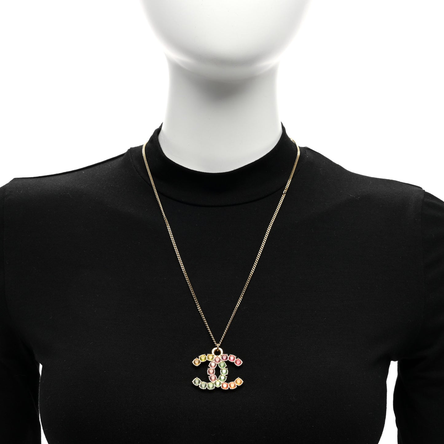 Crystal CC Necklace Gold Multicolor